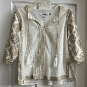 Gretchen Scott Odessa Tunic Top White Gold Medium